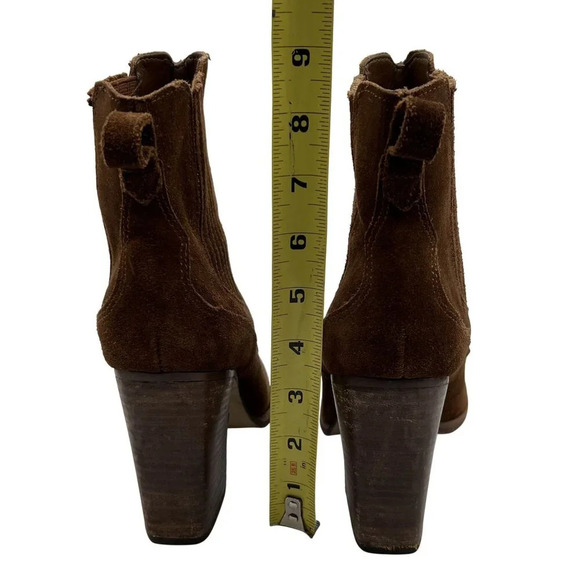 Dolce Vita Womens 7.5 Conway Brown Suede Ankle Boots Scalloped Booties Western - Picture 6 of 16